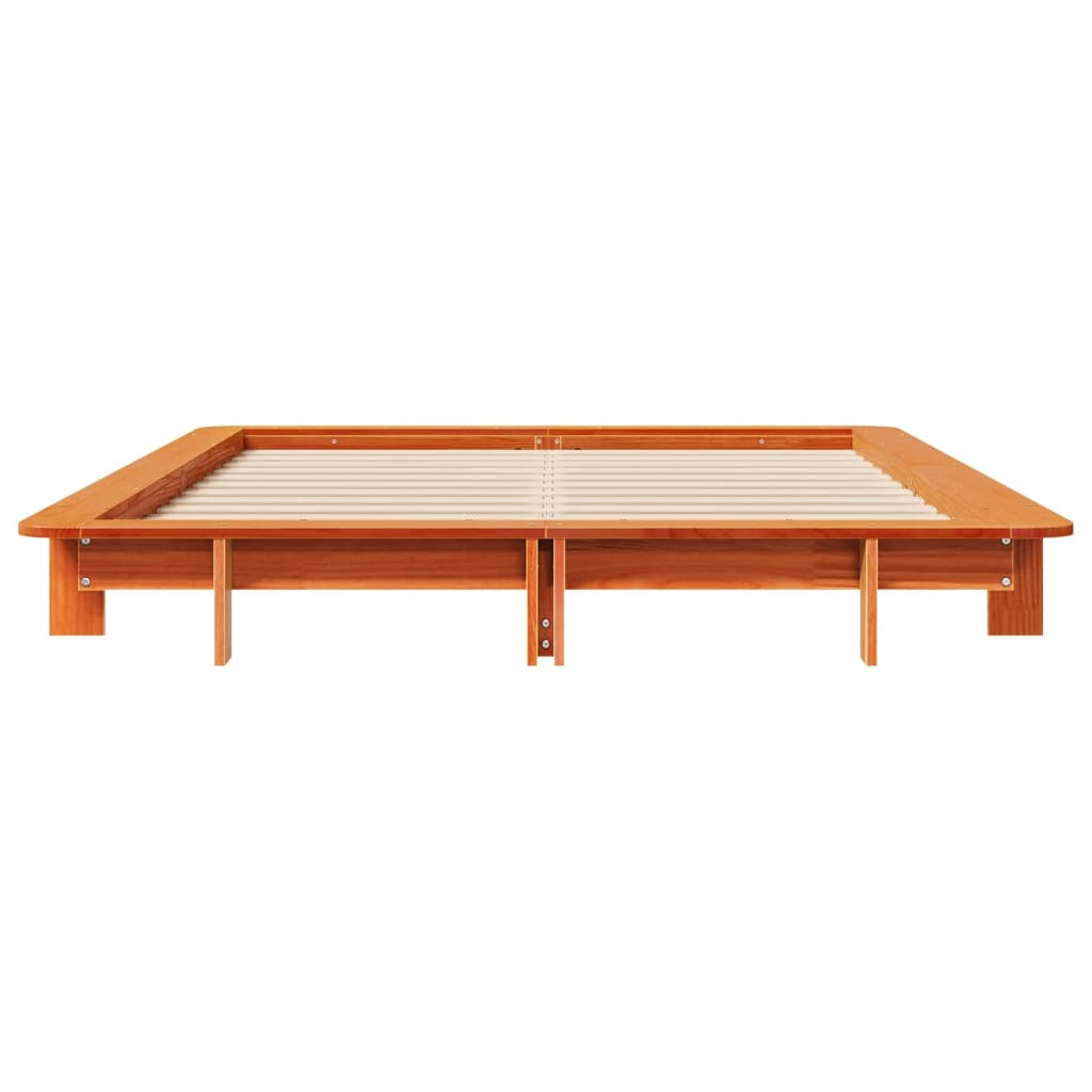 Bed Frame without Mattress Wax Brown 135x190 cm Double Solid Wood Pine