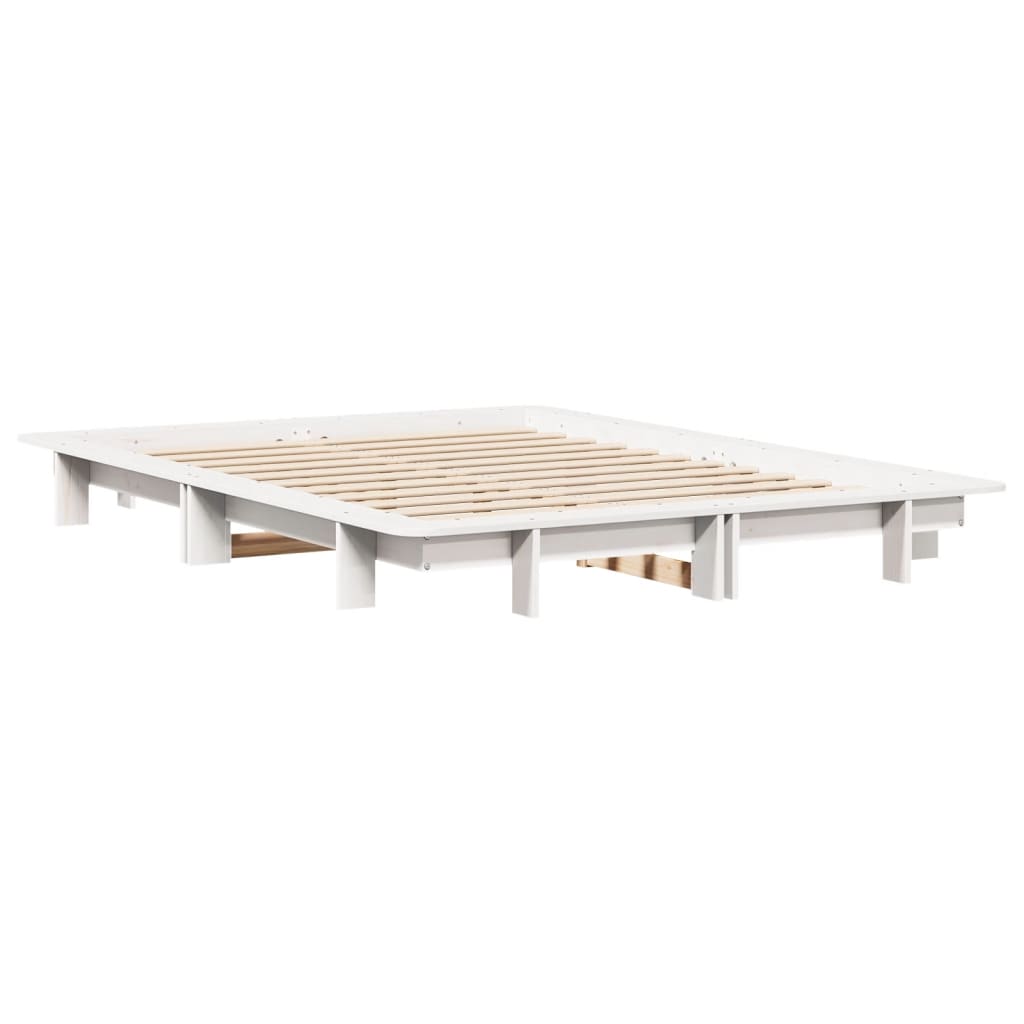 Bed Frame without Mattress White 120x190 cm Small Double Solid Wood Pine