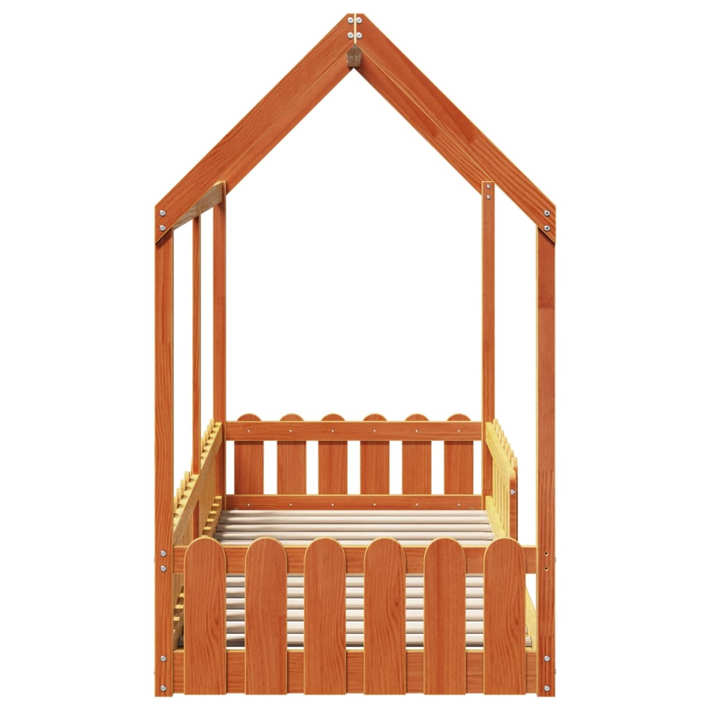 Kids' House Bed Frame without Mattress Wax Brown 80x200 cm