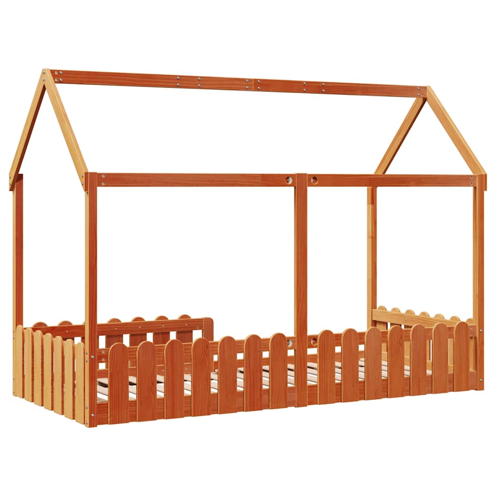 Kids' House Bed Frame without Mattress Wax Brown 90x190 cm Single