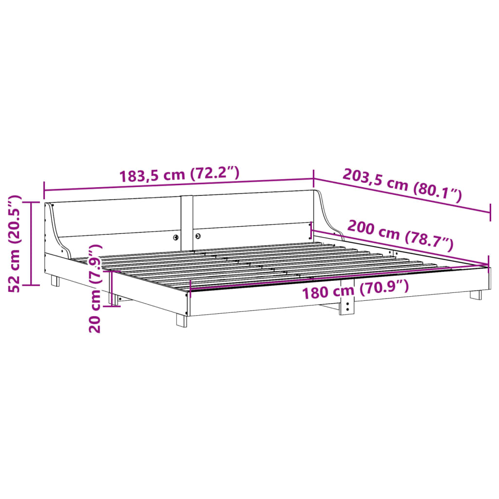 Bed Frame without Mattress White 180x200 cm Super King Solid Wood Pine
