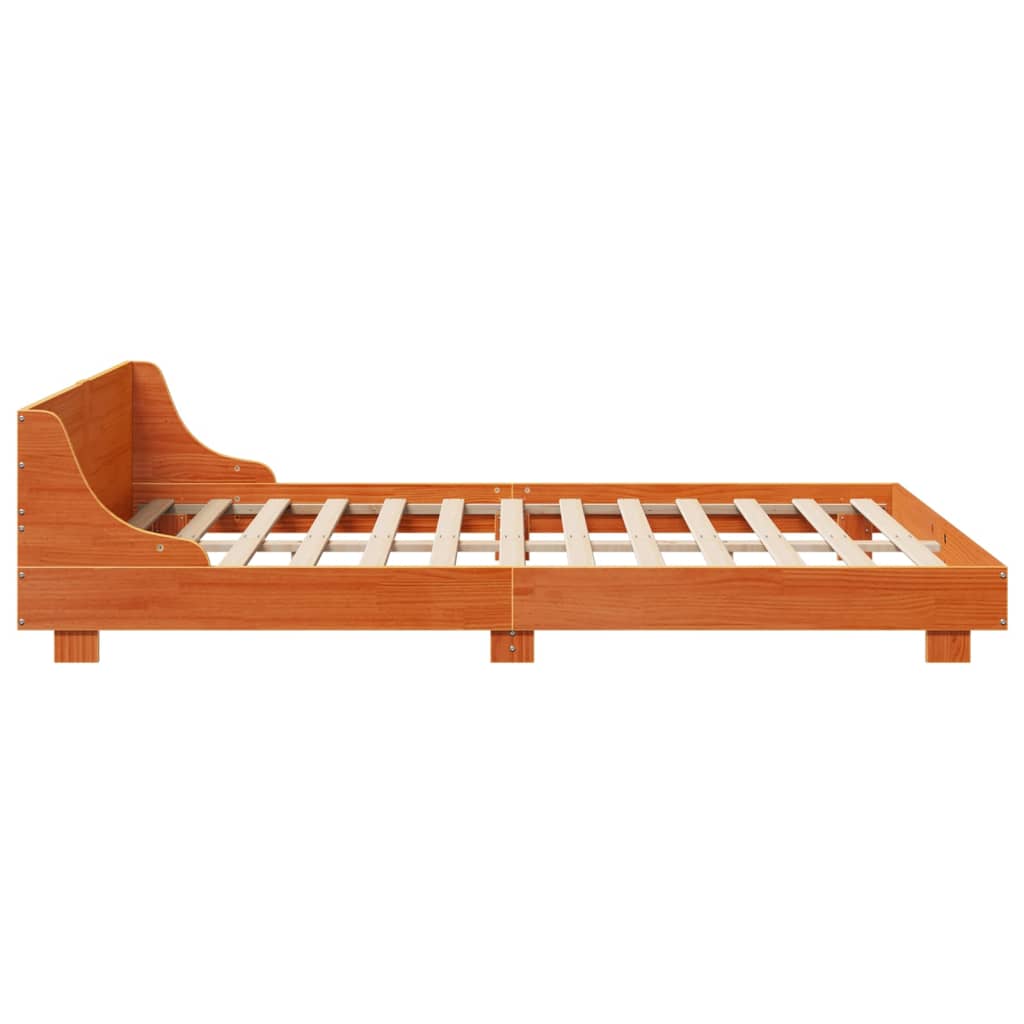 Bed Frame without Mattress Wax Brown 160x200 cm Solid Wood Pine