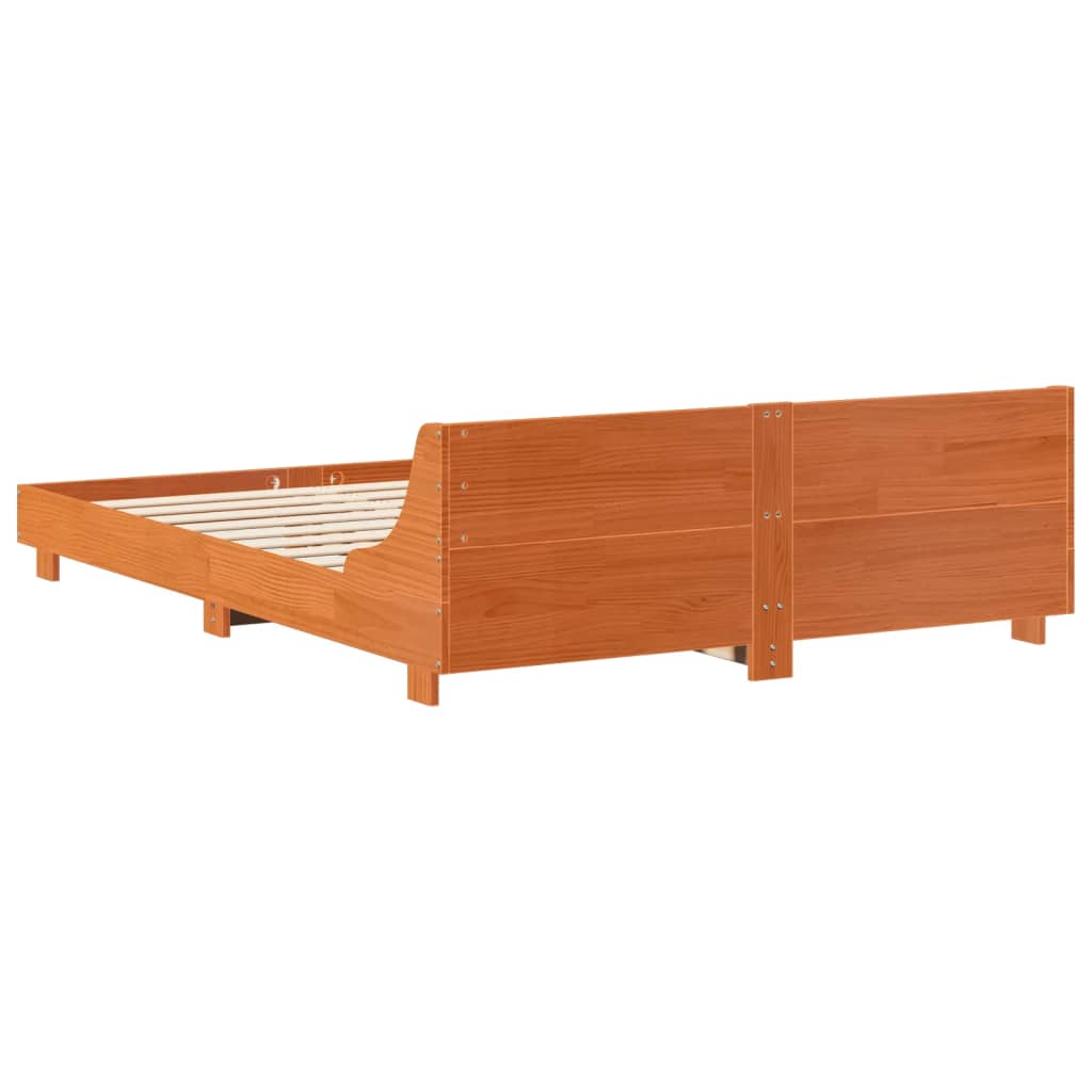 Bed Frame without Mattress Wax Brown 160x200 cm Solid Wood Pine