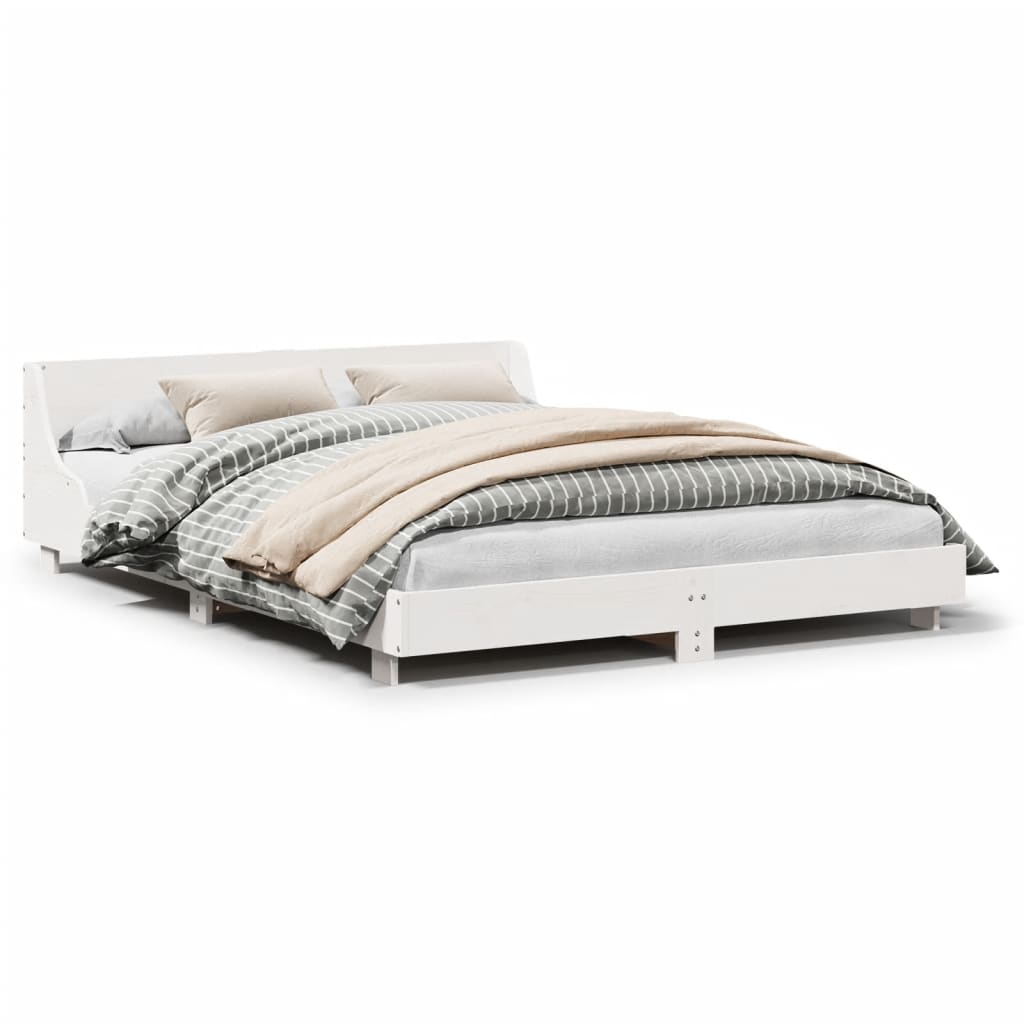 Bed Frame without Mattress White 120x200 cm Solid Wood Pine