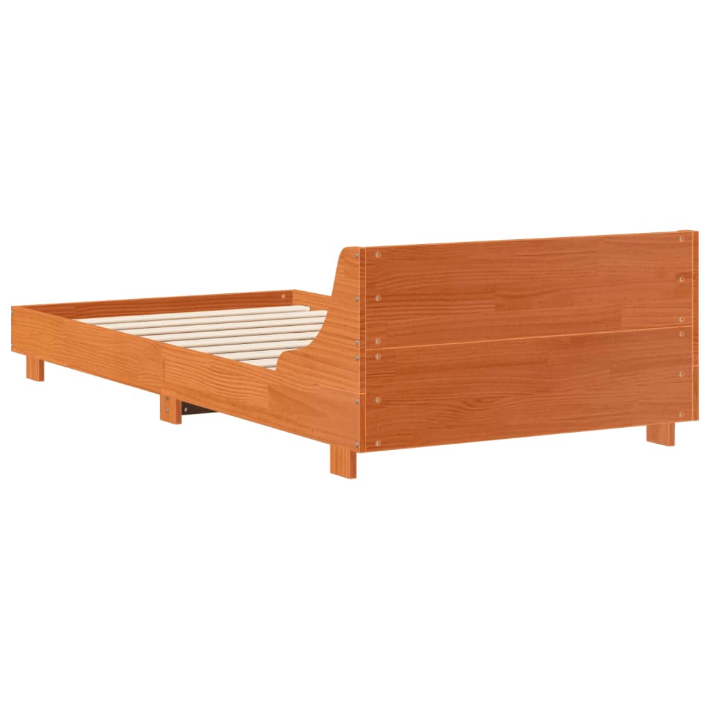 Bed Frame without Mattress Wax Brown 100x200 cm Solid Wood Pine