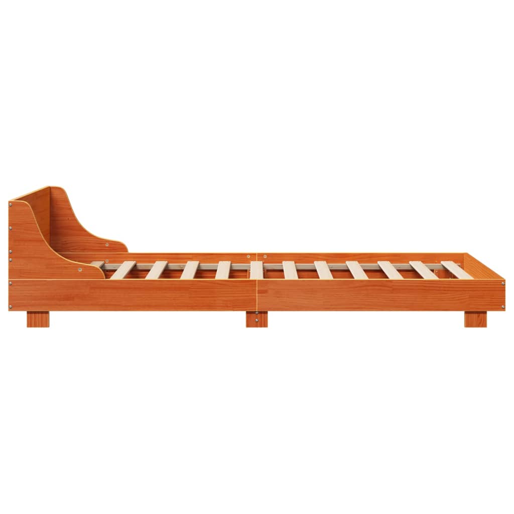 Bed Frame without Mattress Wax Brown 90x200 cm Solid Wood Pine
