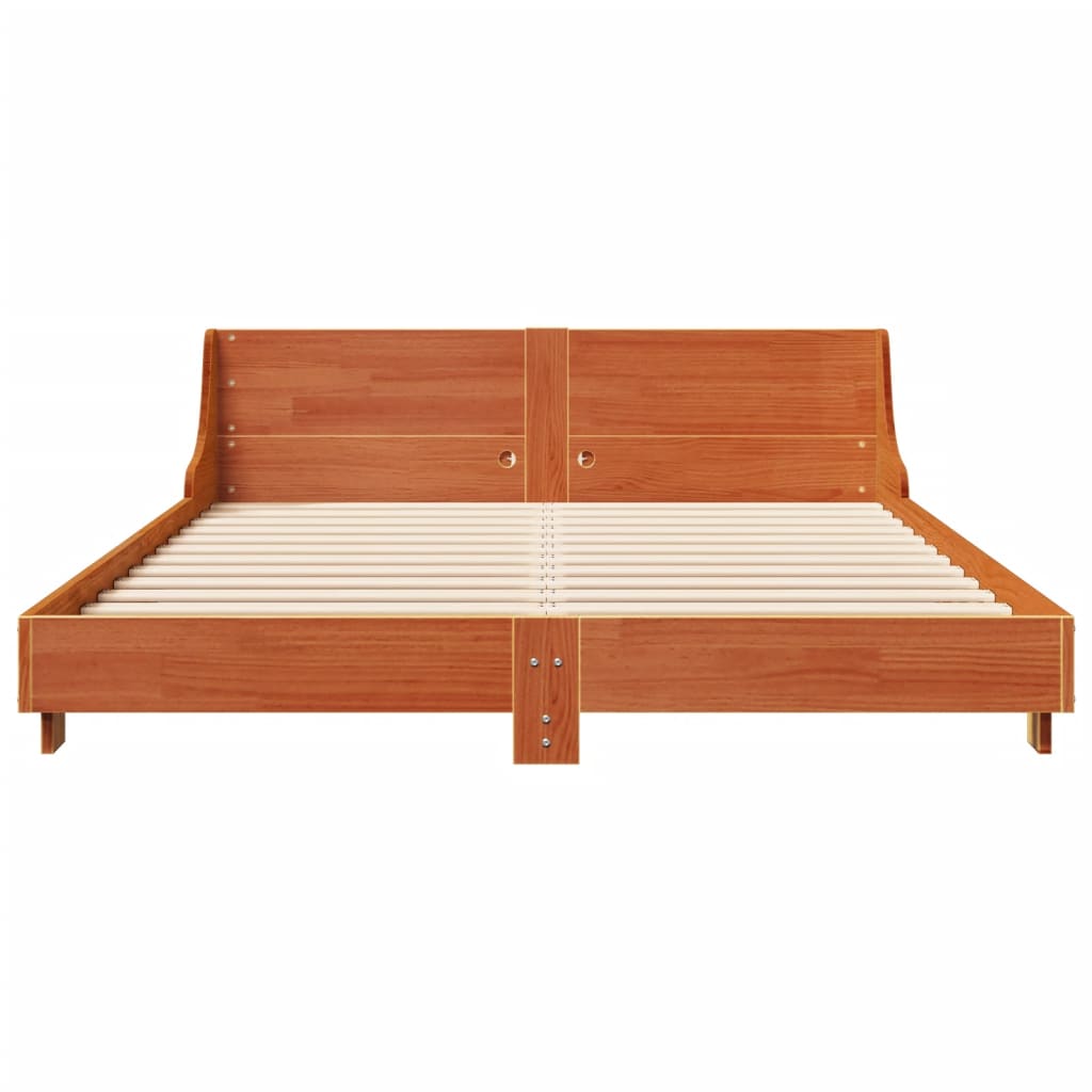 Bed Frame without Mattress Wax Brown 135x190 cm Double Solid Wood Pine