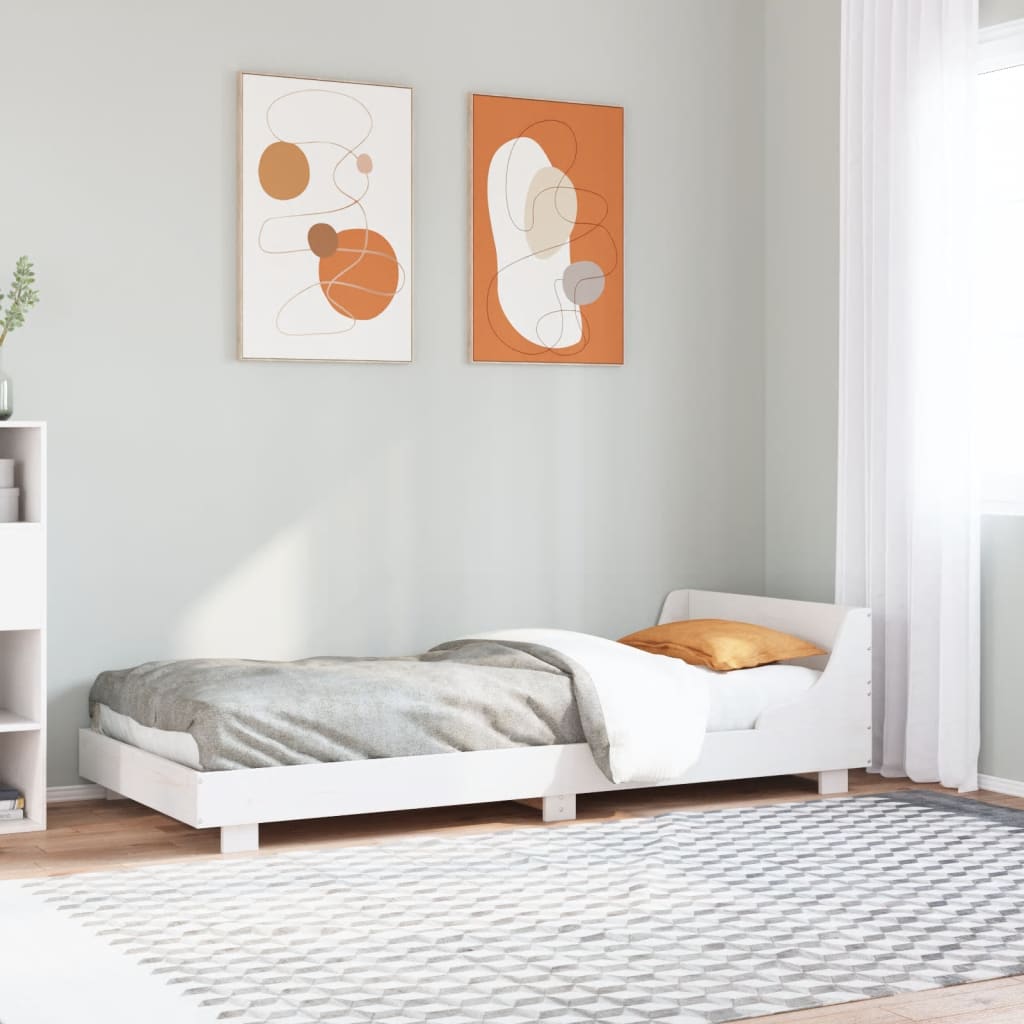 Bed Frame without Mattress White 75x190 cm Small Single Solid Wood Pine