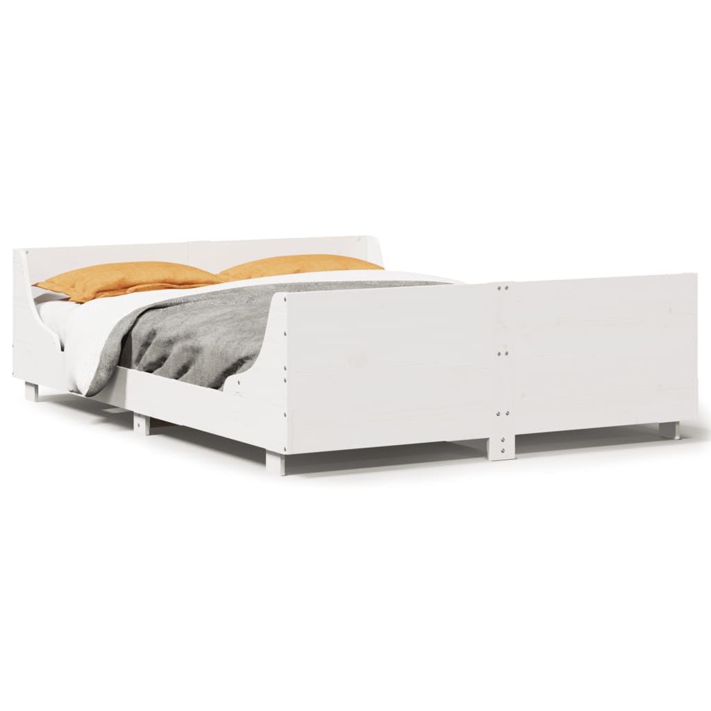 Bed Frame without Mattress White 120x200 cm Solid Wood Pine
