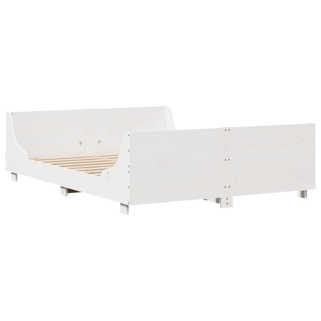Bed Frame without Mattress White 120x200 cm Solid Wood Pine