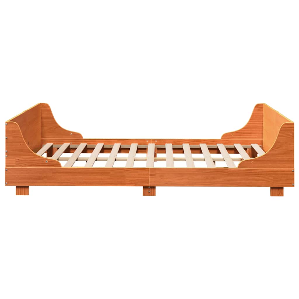Bed Frame without Mattress Wax Brown 120x200 cm Solid Wood Pine