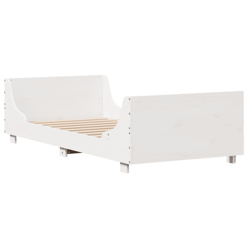 Bed Frame without Mattress White 100x200 cm Solid Wood Pine