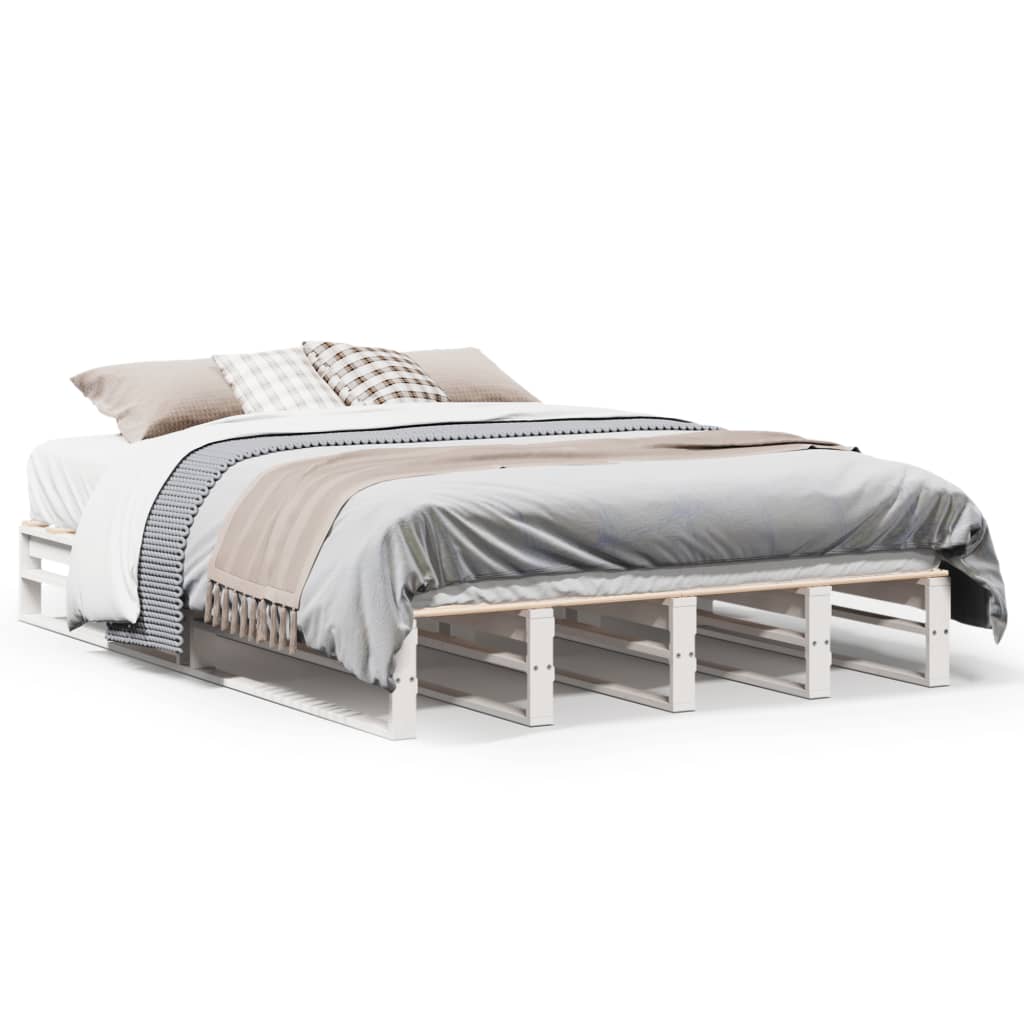 Bed Frame without Mattress White 120x200 cm Solid Wood Pine