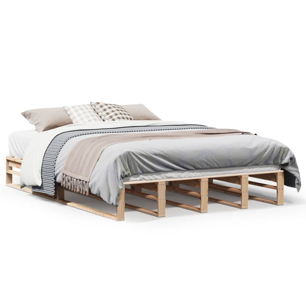 Bed Frame without Mattress 135x190 cm Double Solid Wood Pine