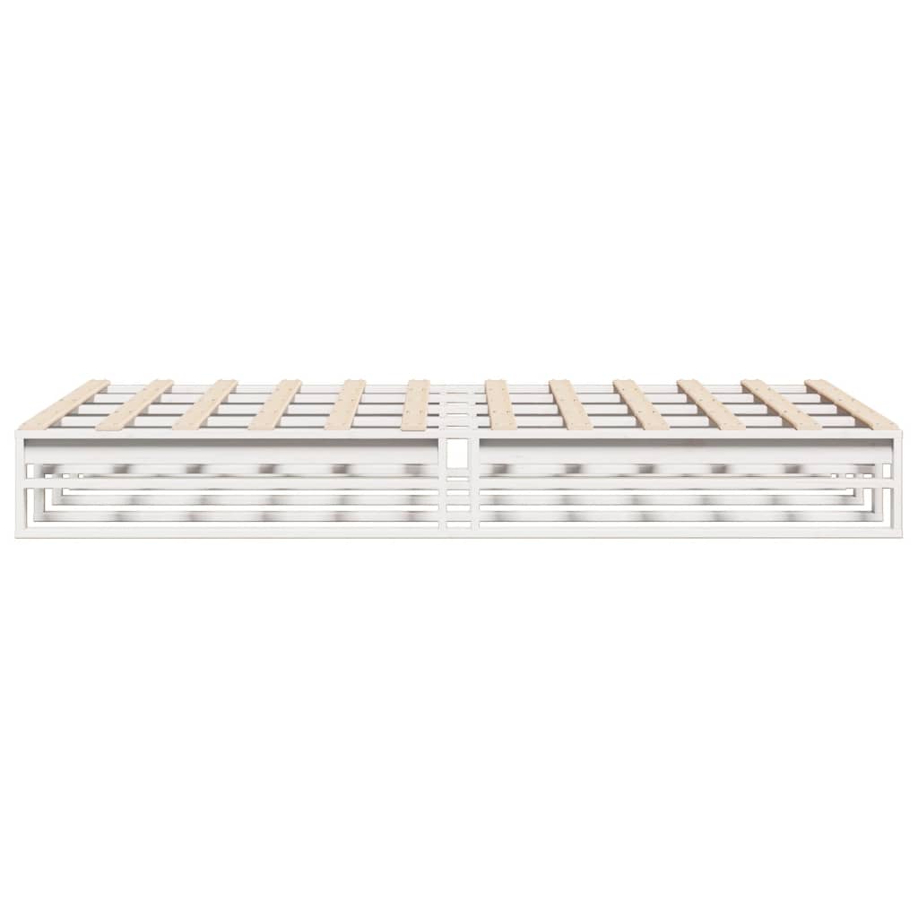 Bed Frame without Mattress White 135x190 cm Double Solid Wood Pine
