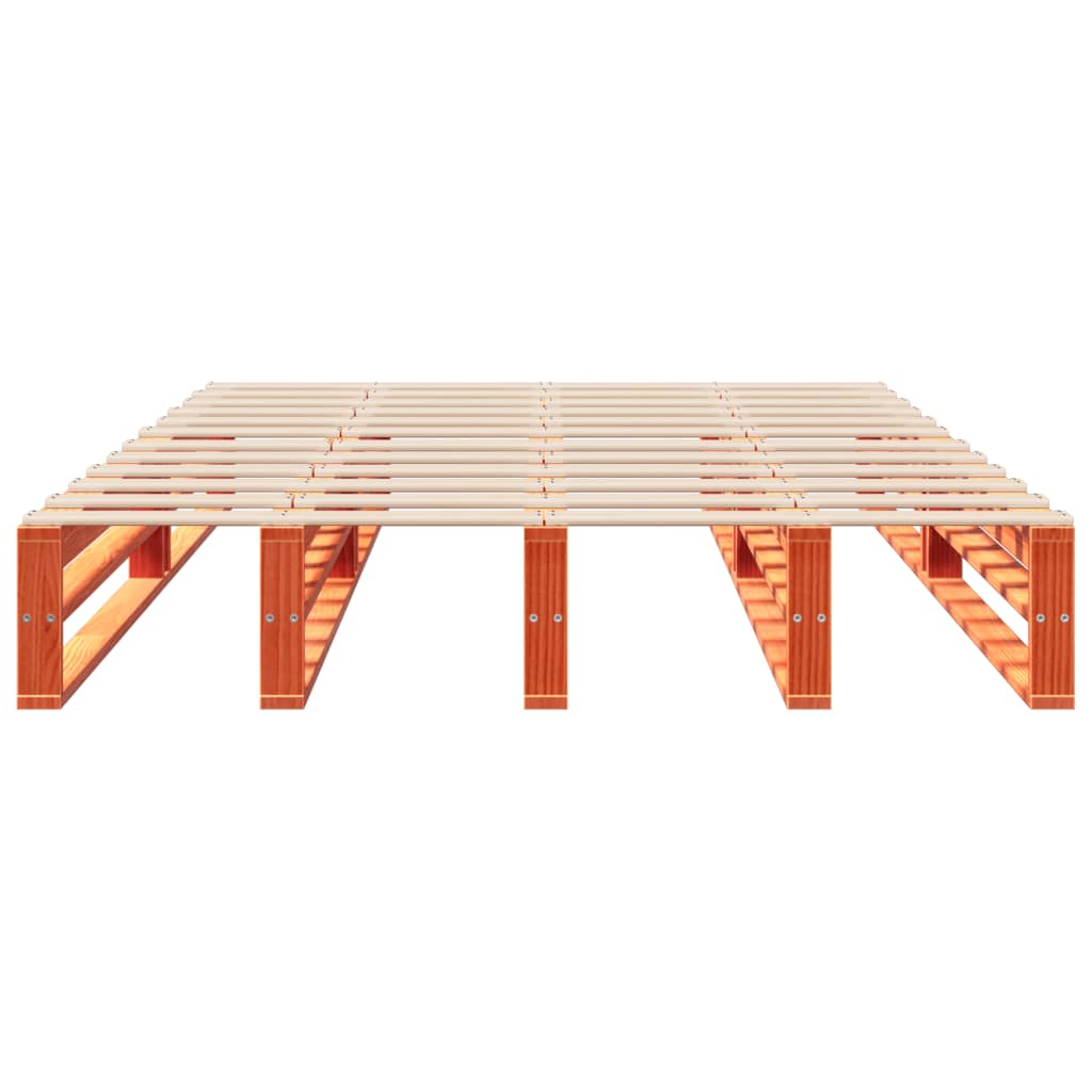Bed Frame without Mattress Wax Brown 135x190 cm Double Solid Wood Pine