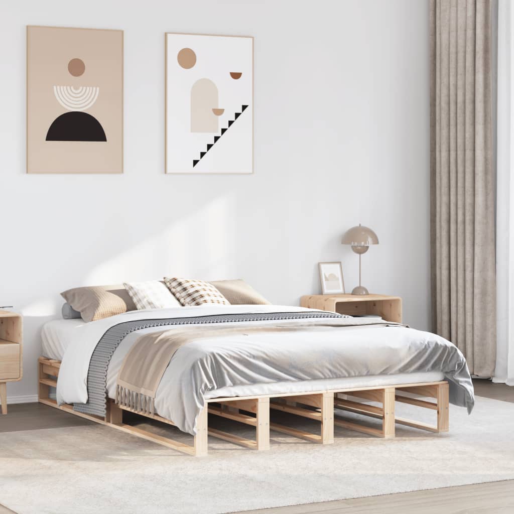 Bed Frame without Mattress 140x190 cm Solid Wood Pine