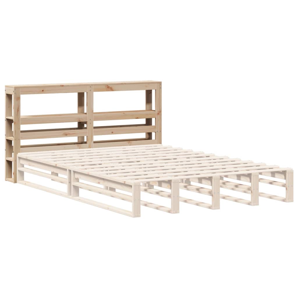 Headboard with Shelves 160 cm Solid Wood Pine