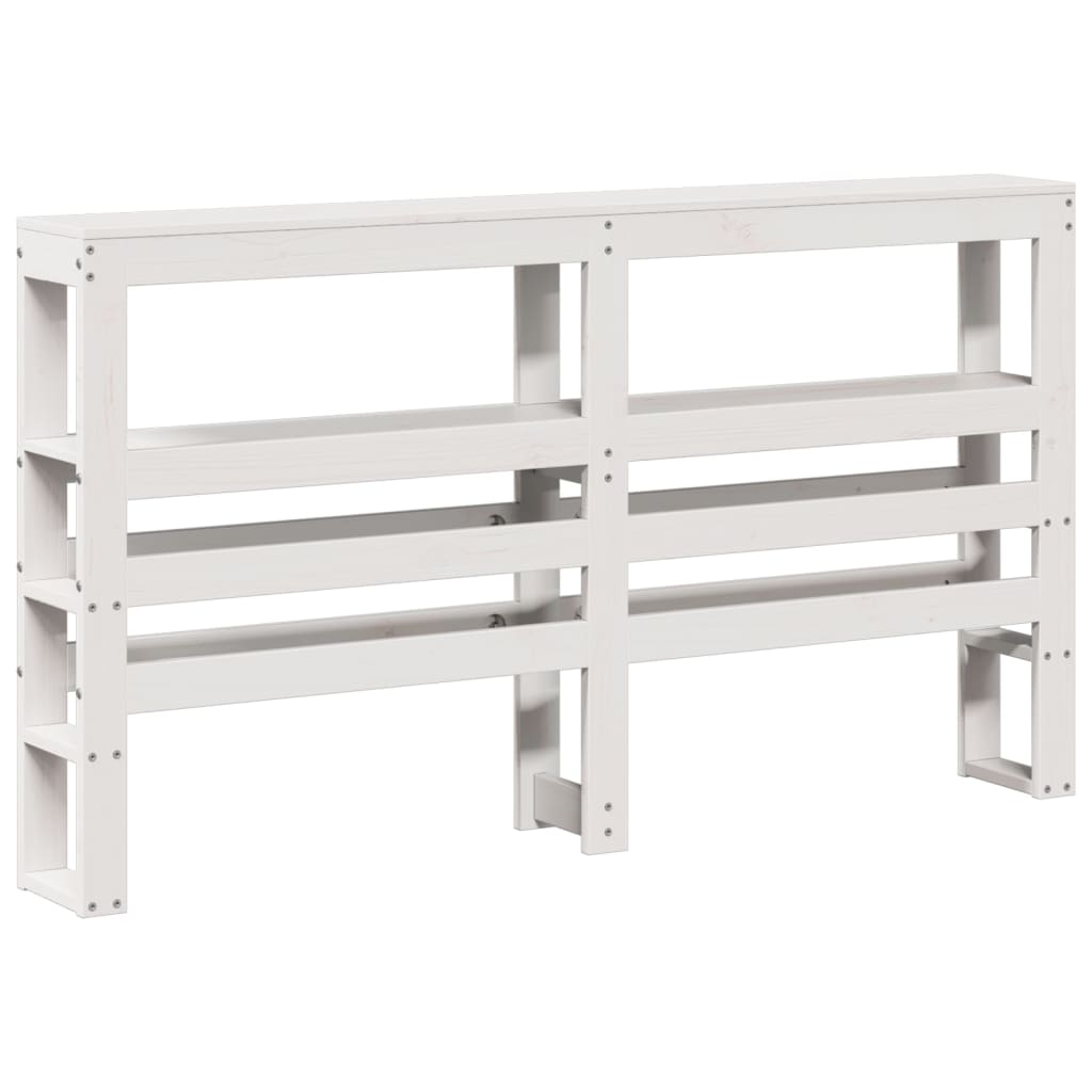 Headboard with Shelves White 150 cm Solid Wood Pine