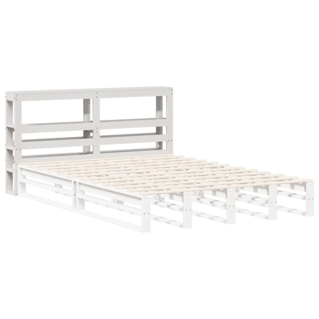 Headboard with Shelves White 120 cm Solid Wood Pine