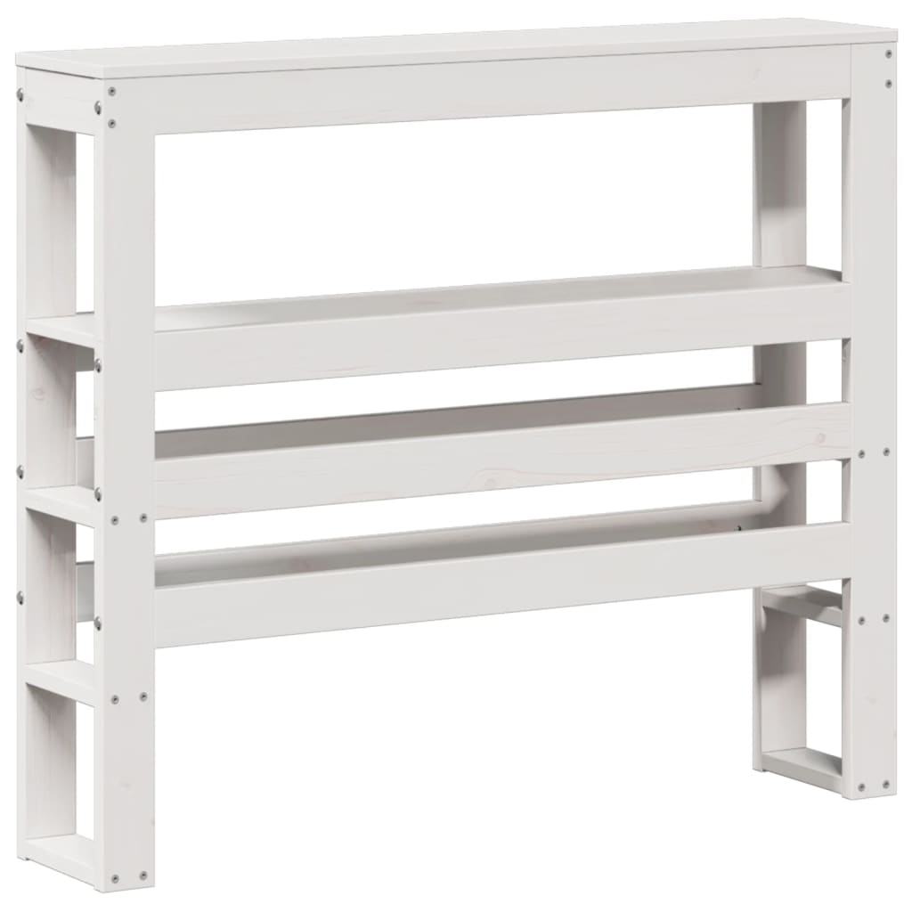 Headboard with Shelves White 90 cm Solid Wood Pine