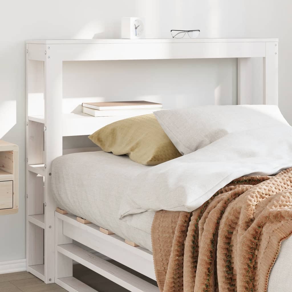 Headboard with Shelves White 90 cm Solid Wood Pine