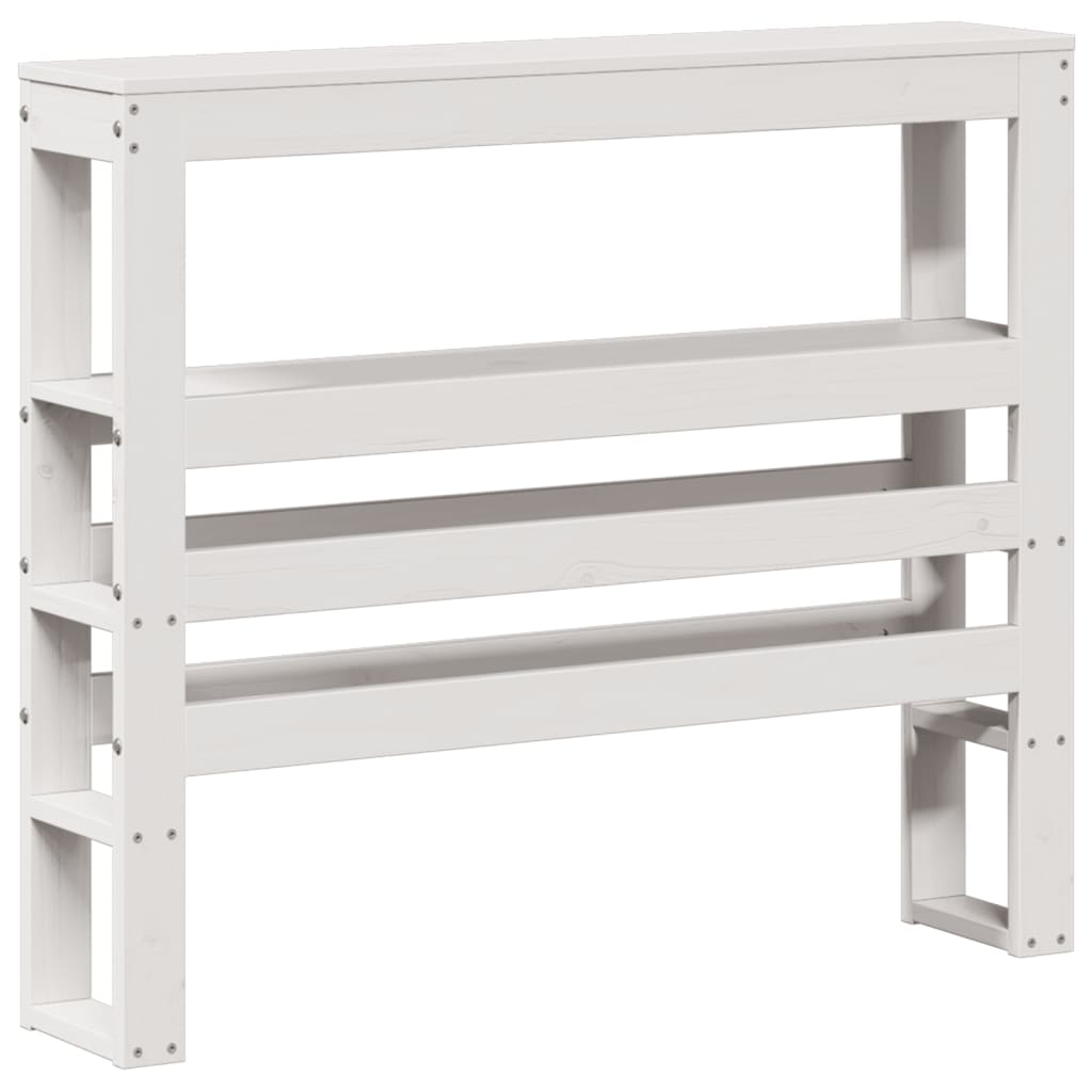 Headboard with Shelves White 75 cm Solid Wood Pine