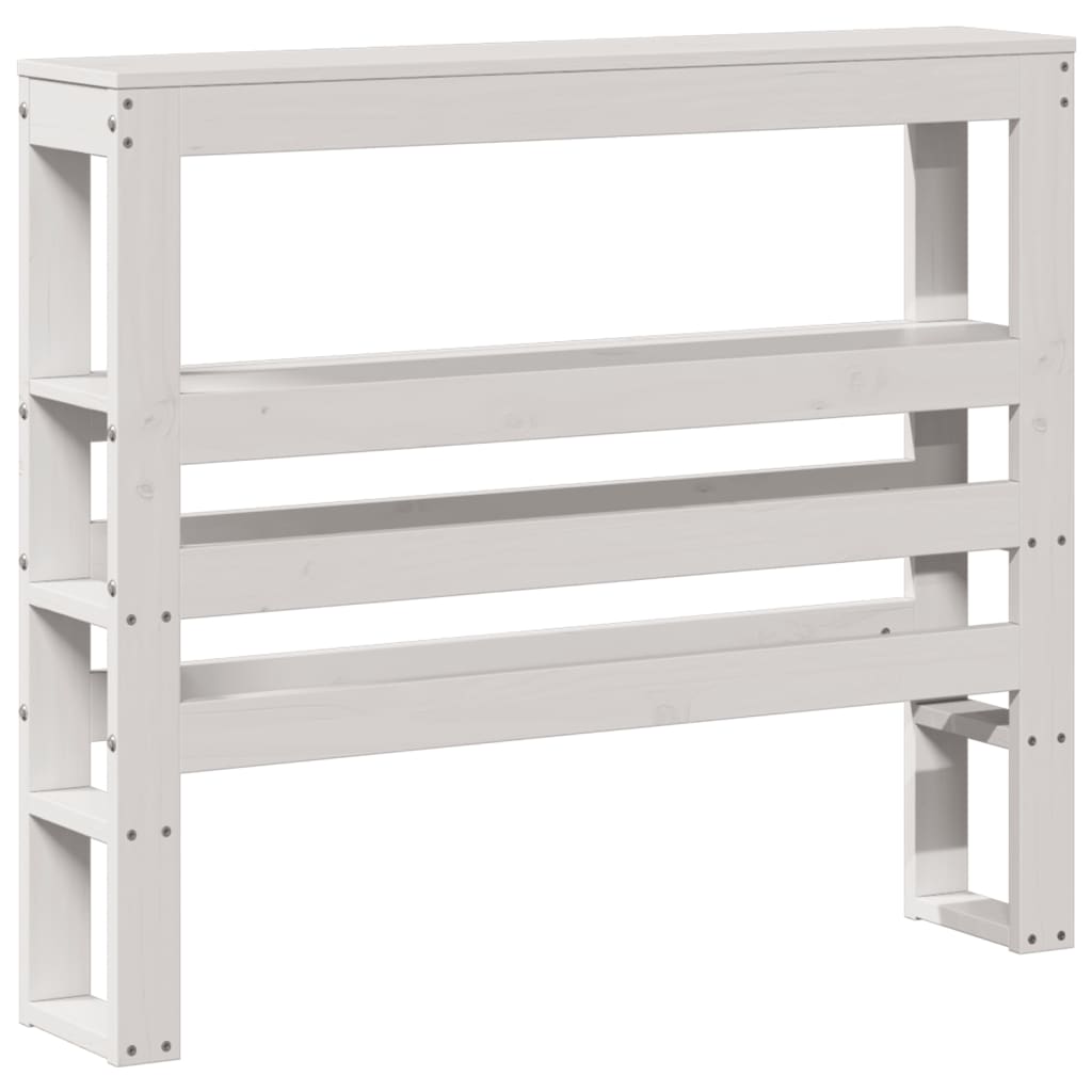 Headboard with Shelves White 75 cm Solid Wood Pine