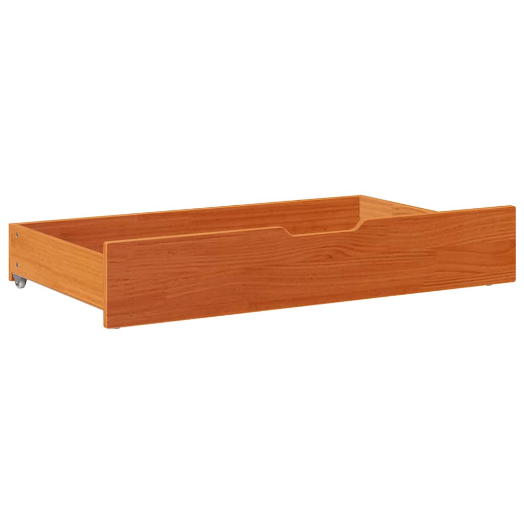 Under-Bed Drawers 2 pcs Wax Brown 95x55x17 cm Solid Wood Pine