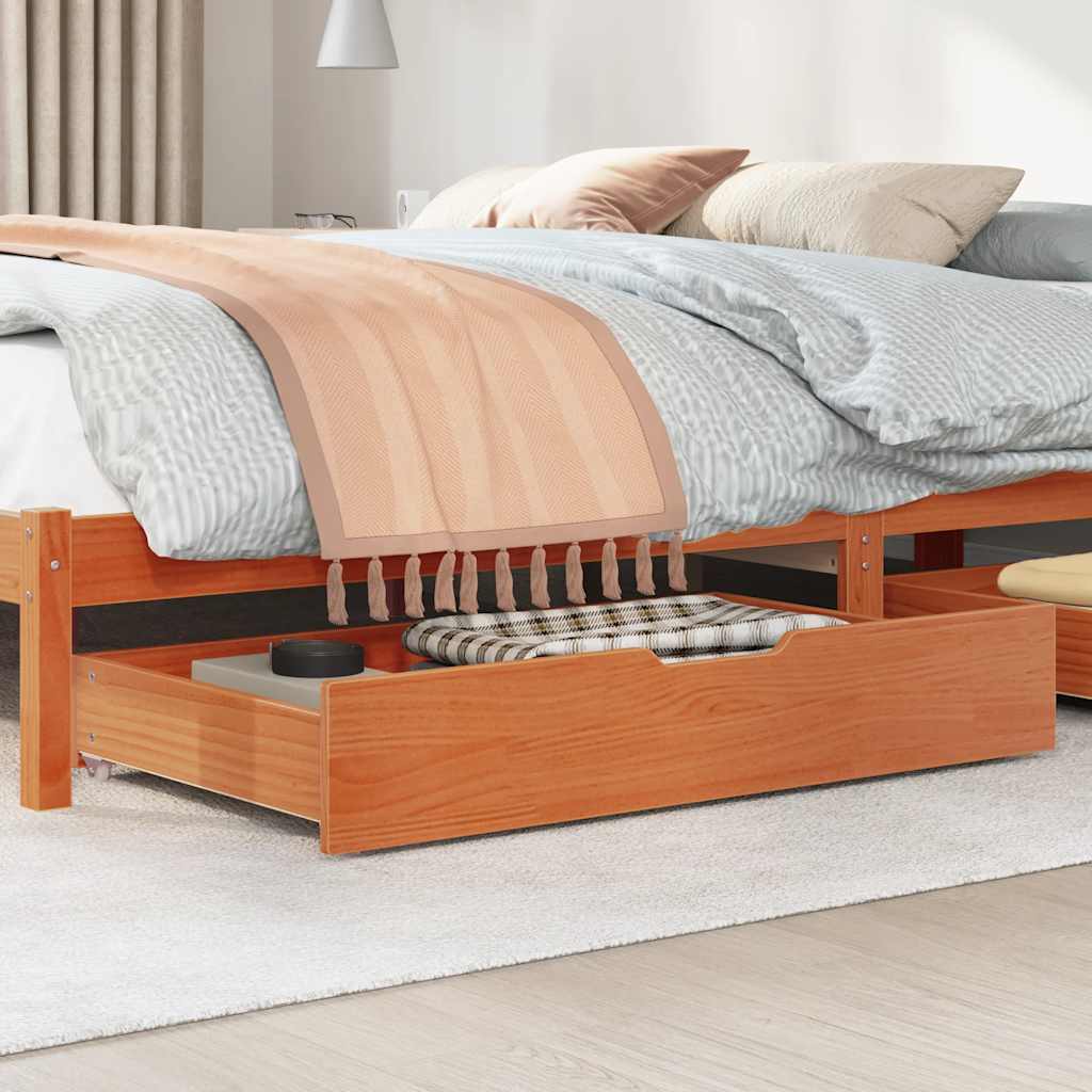 Under-Bed Drawers 2 pcs Wax Brown 90x55x17 cm Solid Wood Pine