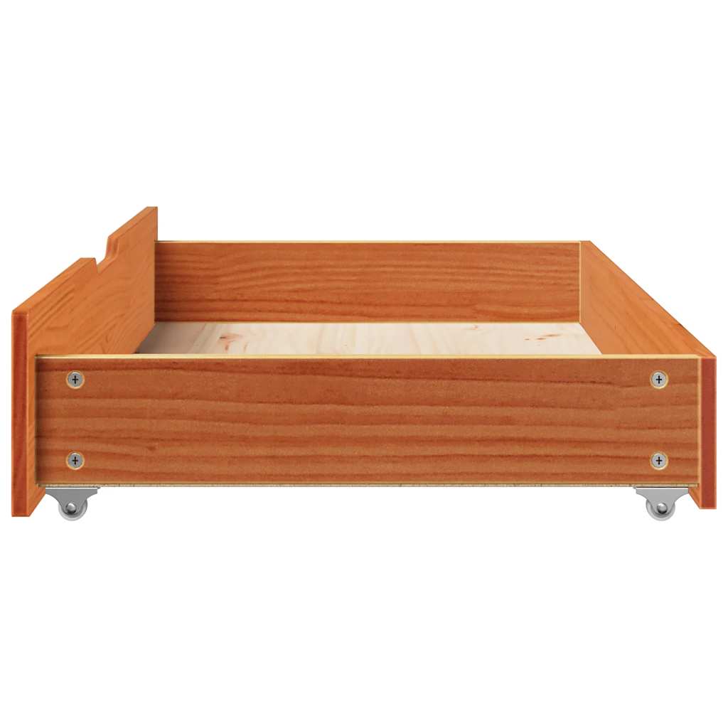 Under-Bed Drawers 2 pcs Wax Brown 90x55x17 cm Solid Wood Pine