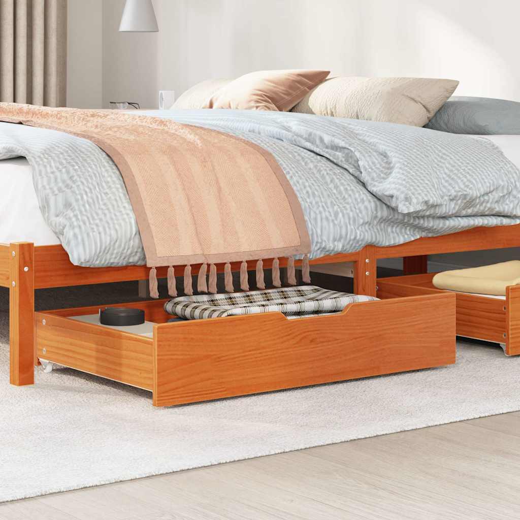Under-Bed Drawers 2 pcs Wax Brown 85x55x17 cm Solid Wood Pine