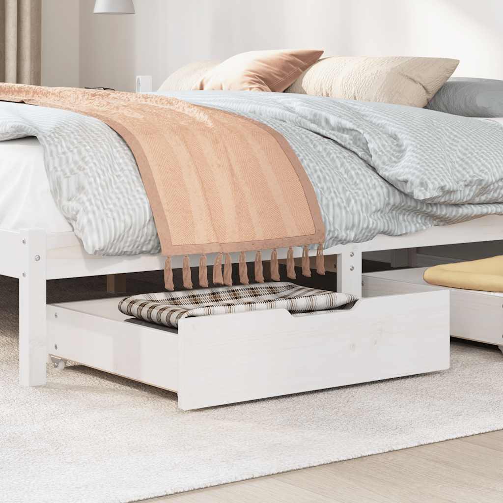 Under-Bed Drawers 2 pcs White 75x55x17 cm Solid Wood Pine