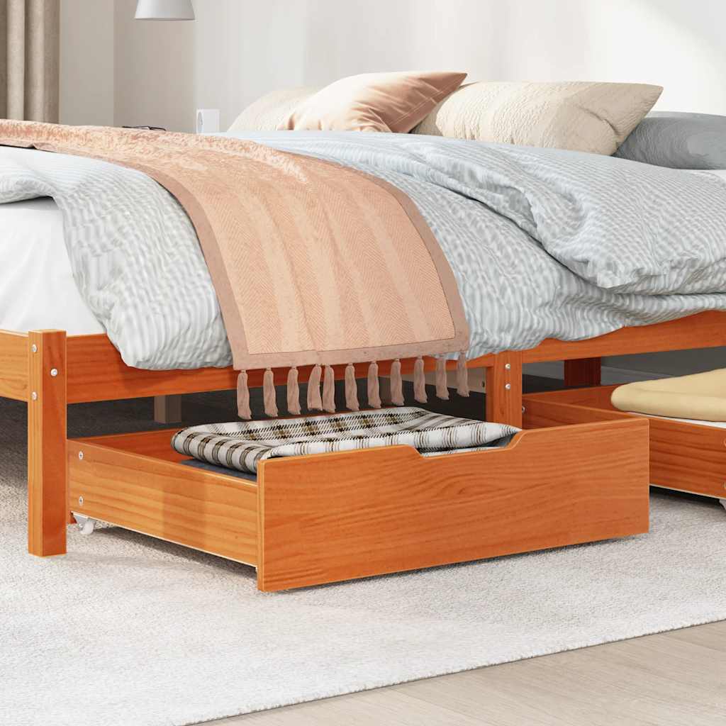 Under-Bed Drawers 2 pcs Wax Brown 75x55x17 cm Solid Wood Pine