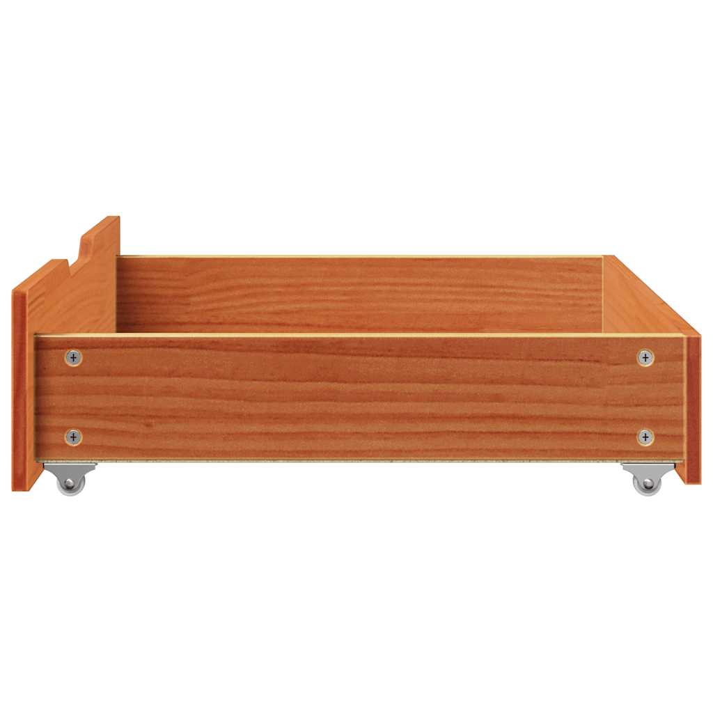 Under-Bed Drawers 2 pcs Wax Brown 75x55x17 cm Solid Wood Pine