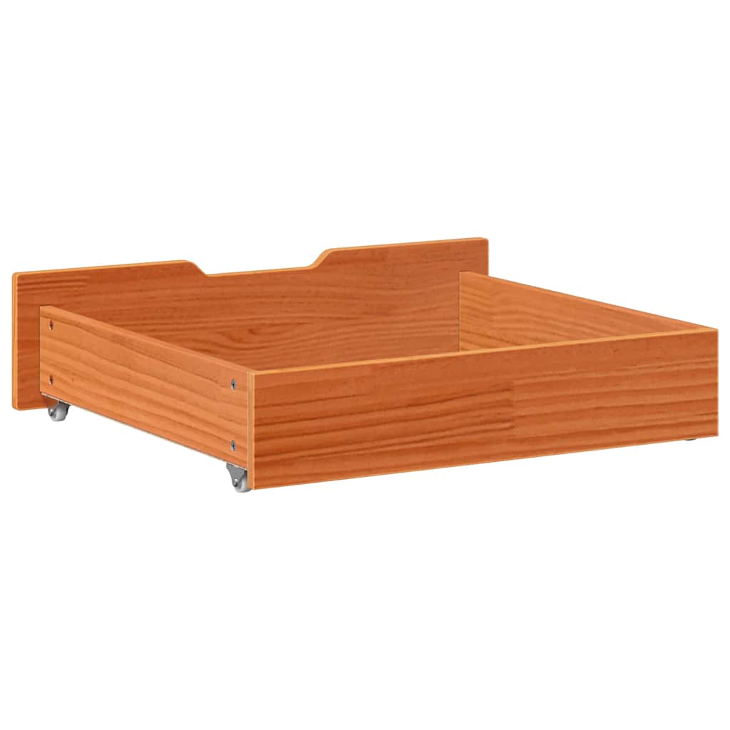 Under-Bed Drawers 2 pcs Wax Brown 75x55x17 cm Solid Wood Pine