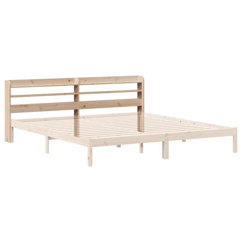 Headboard with Shelves 200 cm Solid Wood Pine