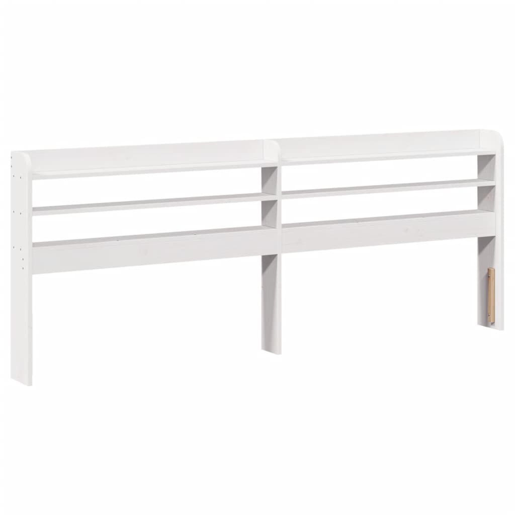 Headboard with Shelves White 200 cm Solid Wood Pine