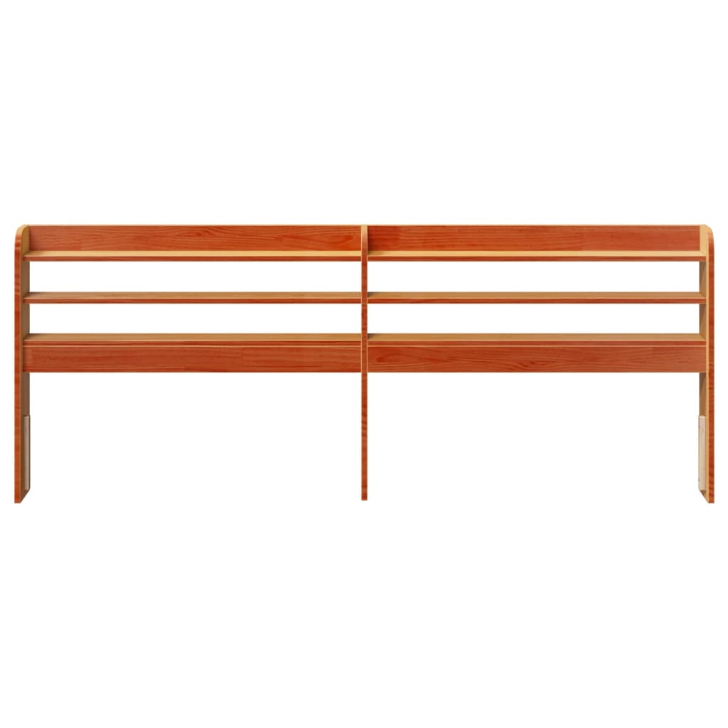 Headboard with Shelves Wax Brown 180 cm Solid Wood Pine