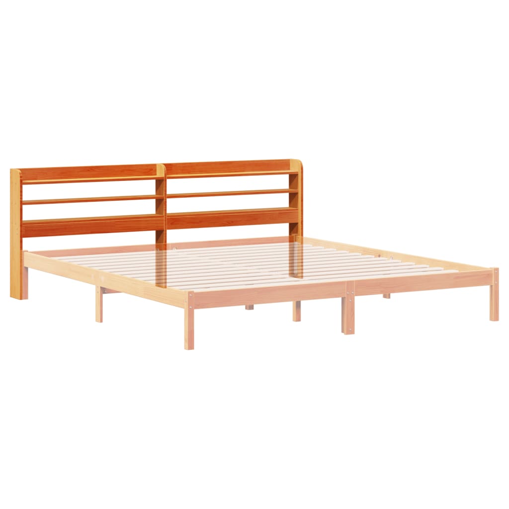 Headboard with Shelves Wax Brown 180 cm Solid Wood Pine