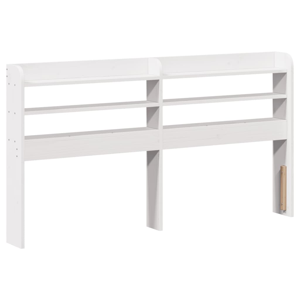 Headboard with Shelves White 150 cm Solid Wood Pine