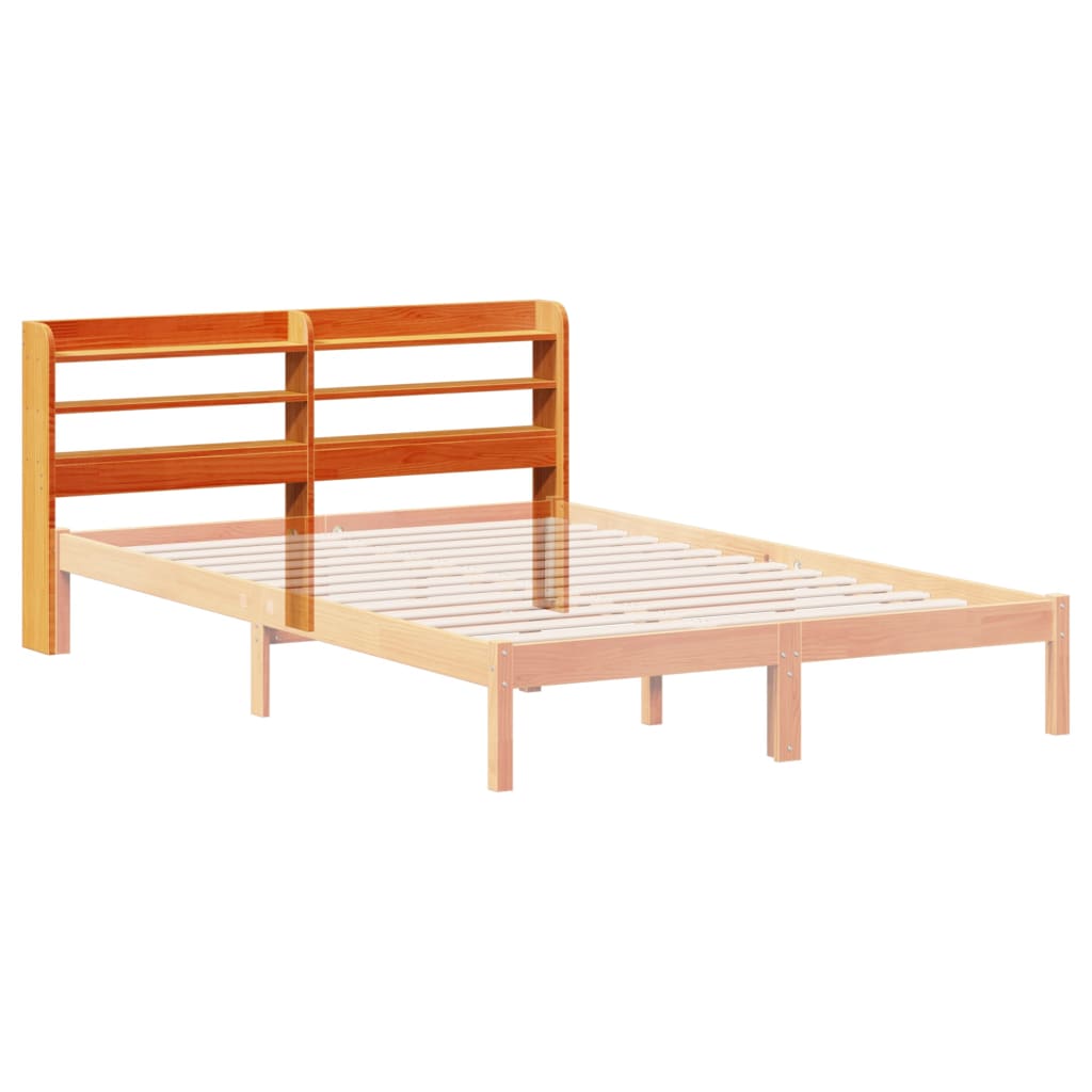 Headboard with Shelves Wax Brown 150 cm Solid Wood Pine