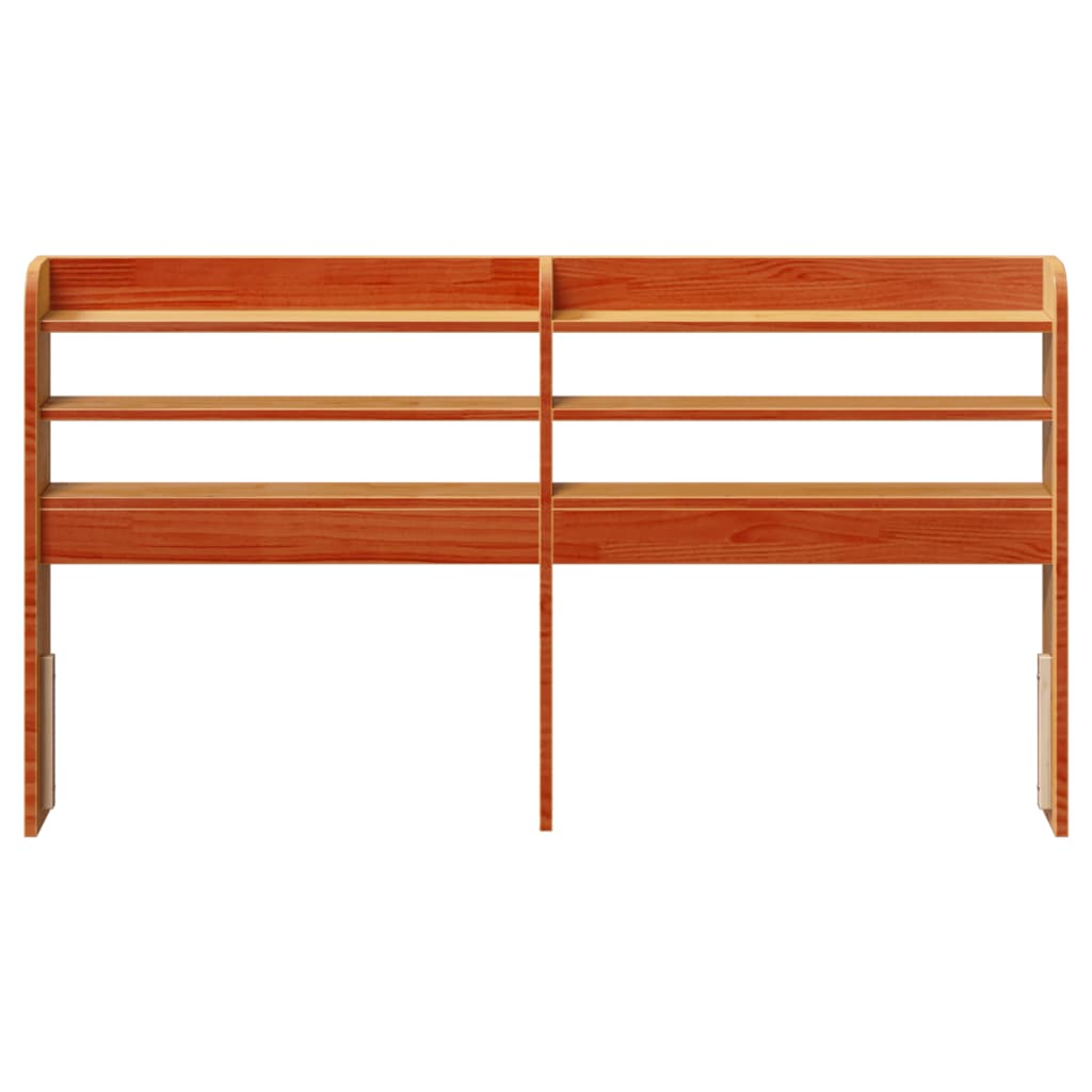 Headboard with Shelves Wax Brown 135 cm Solid Wood Pine