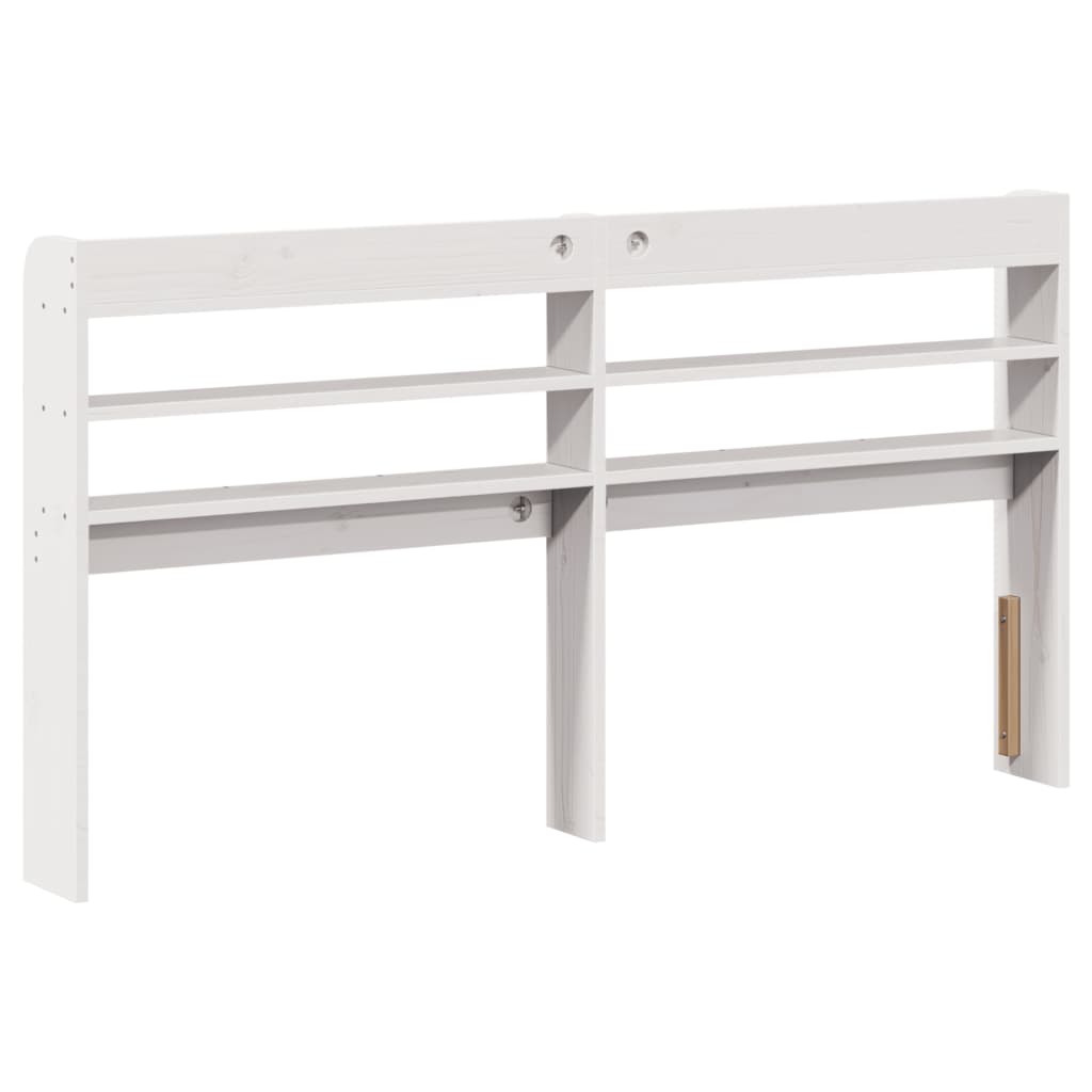 Headboard with Shelves White 120 cm Solid Wood Pine