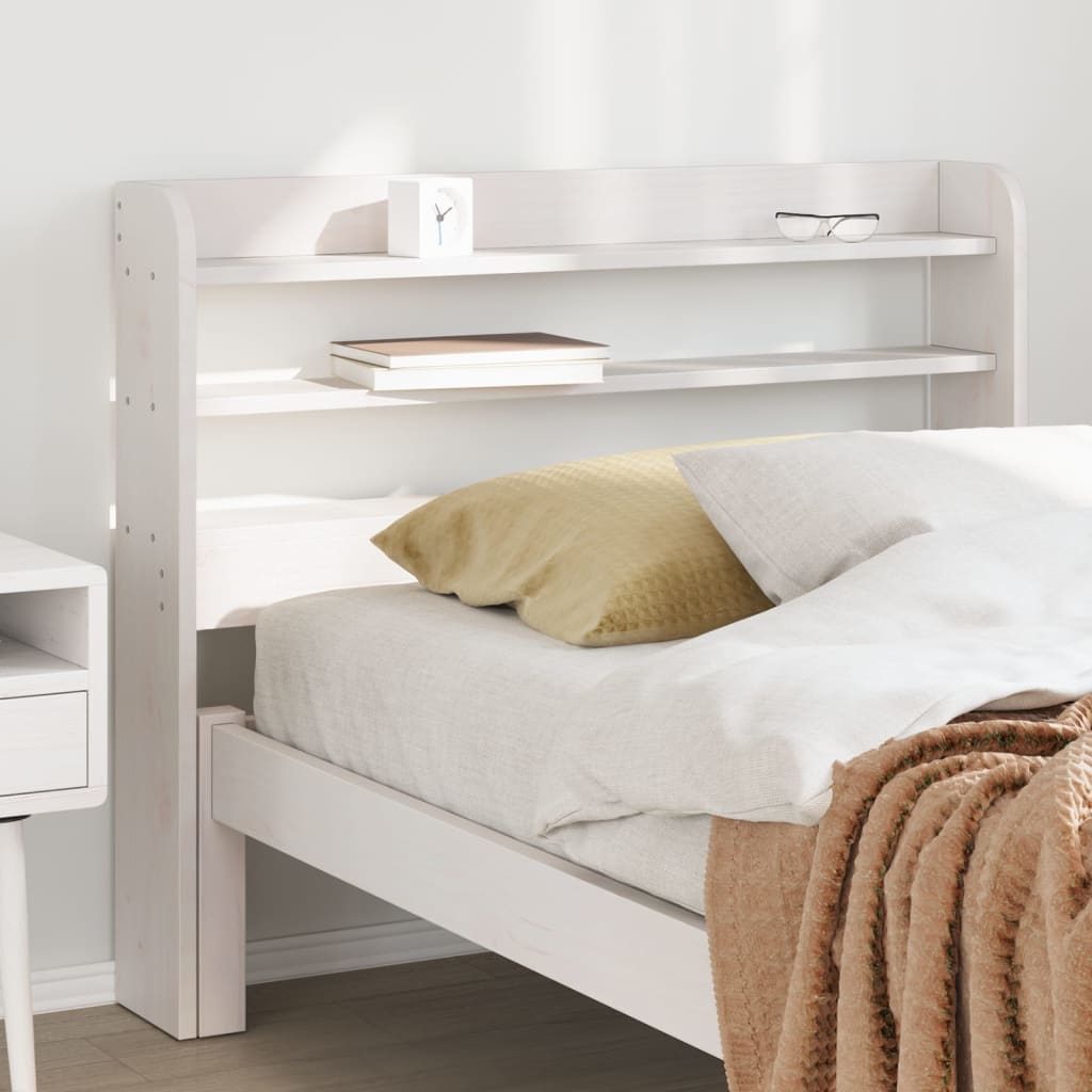 Headboard with Shelves White 100 cm Solid Wood Pine