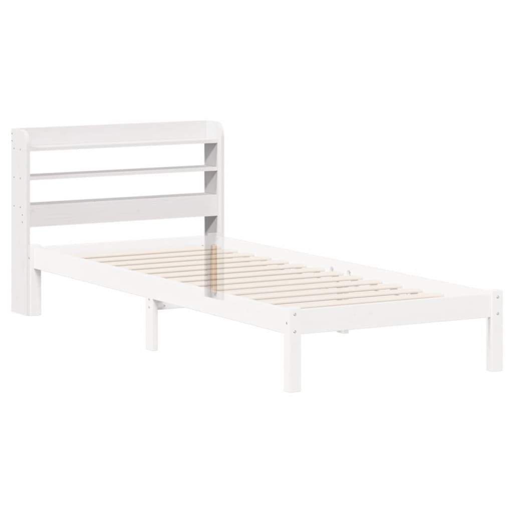 Headboard with Shelves White 75 cm Solid Wood Pine