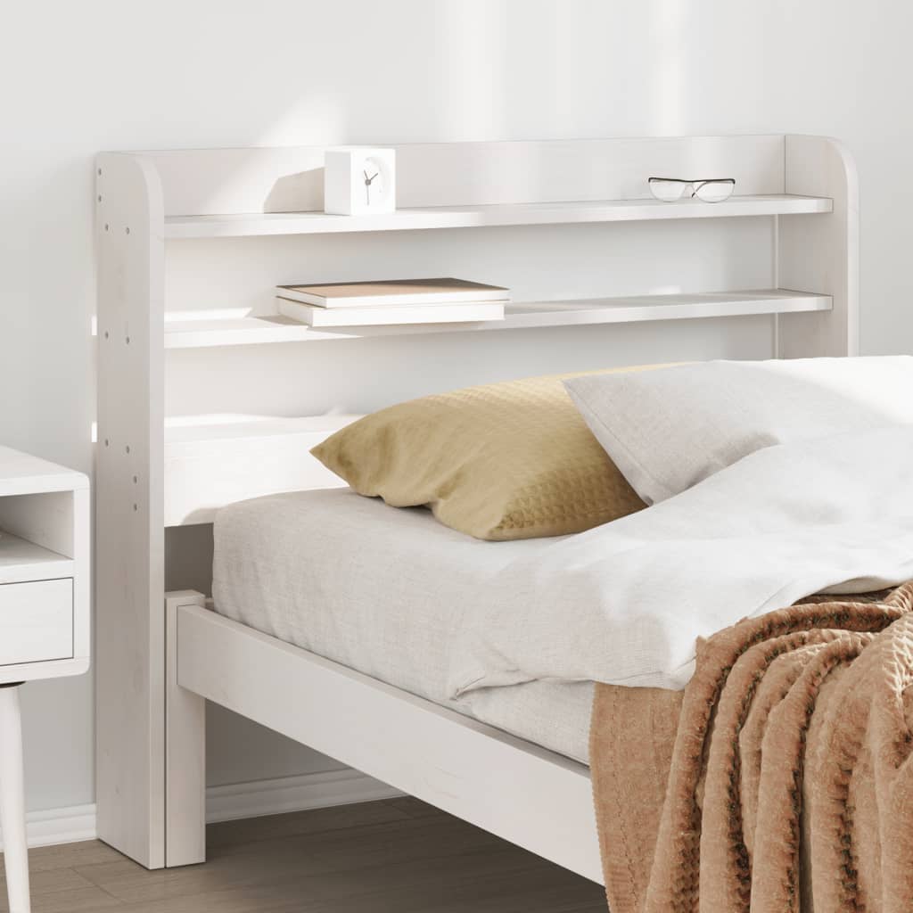 Headboard with Shelves White 75 cm Solid Wood Pine