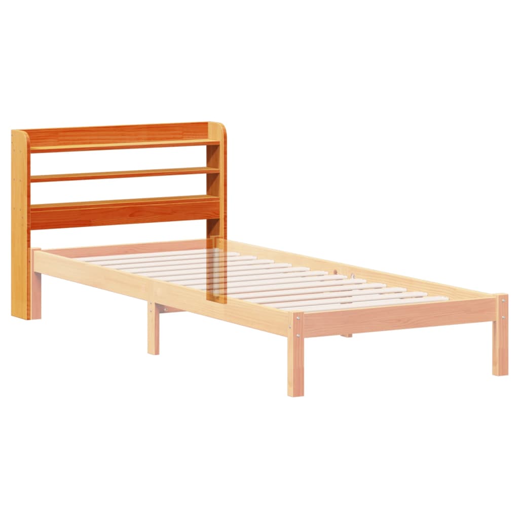 Headboard with Shelves Wax Brown 75 cm Solid Wood Pine