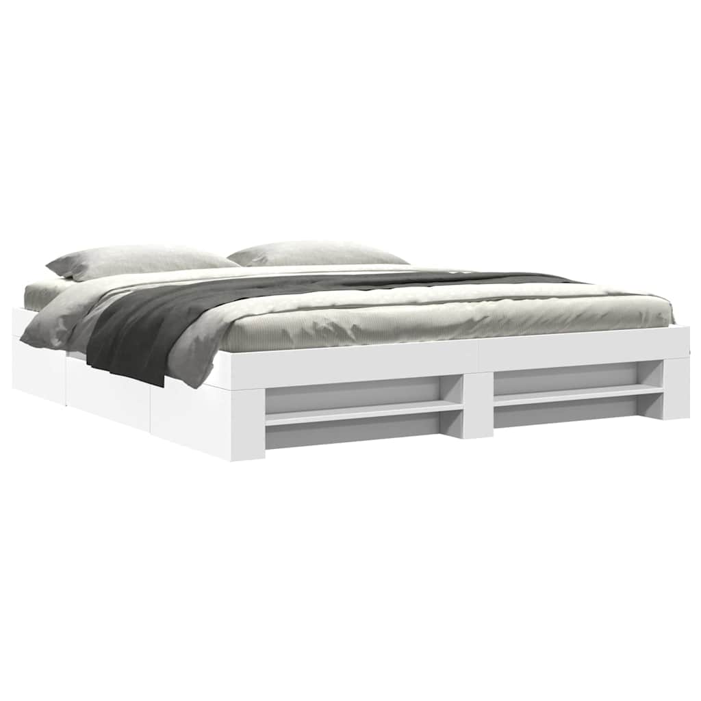 Bed Frame without Mattress White 200x200 cm Engineered Wood