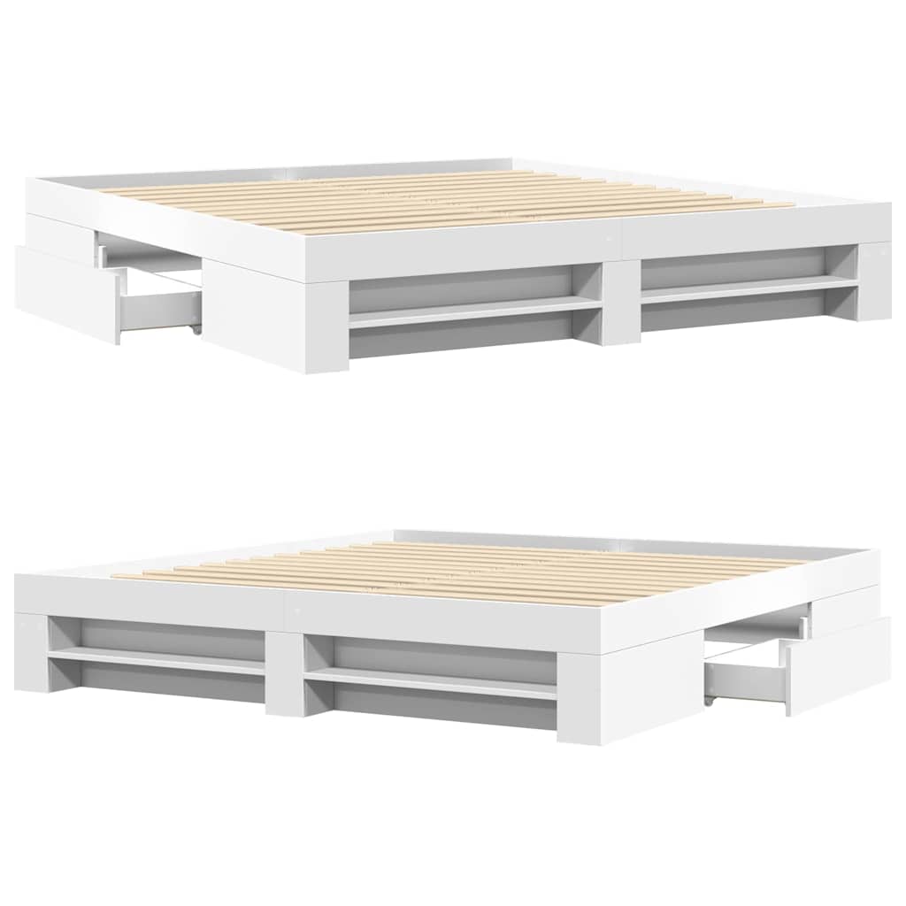 Bed Frame without Mattress White 200x200 cm Engineered Wood